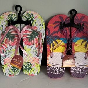 Juncture Women's Tropical Print Sandals - Pink and Multicolor